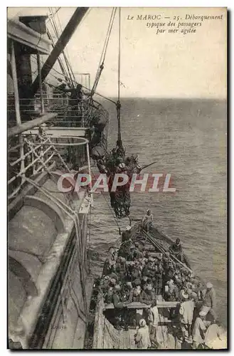 Cartes postales Le Maroc Debarquement Typique Des Passagers Par Mer Agitee Bateau