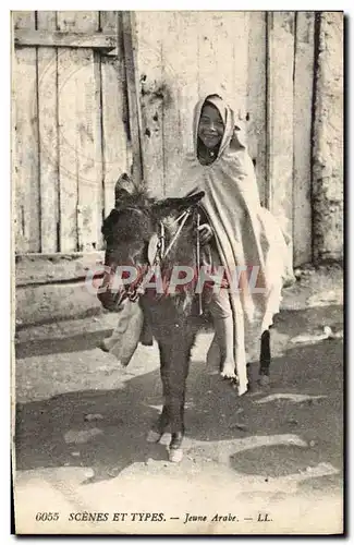 Cartes postales Scenes Et Types Jeune Arabe Ane Mule