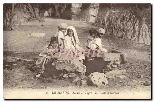 Cartes postales Le Maroc Scenes Et Types Le Puits Marocain Enfants