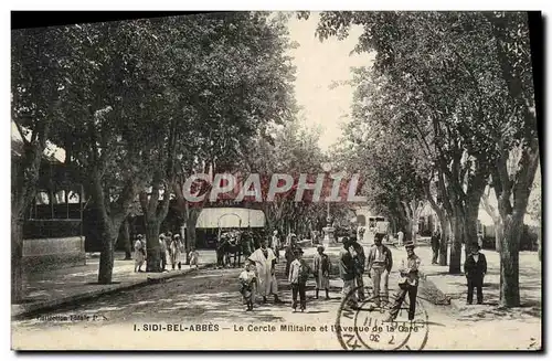 Cartes postales Sidi Bel Abbes Le Cercie Militaire Et l&#39Avenue De La Gare