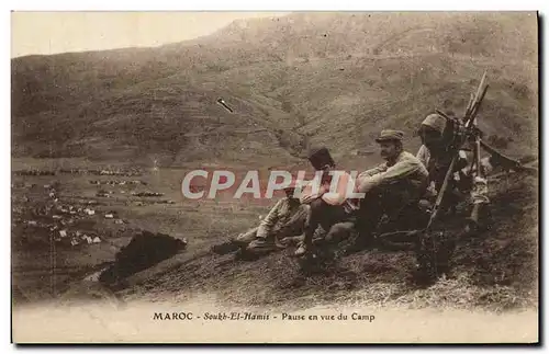 Cartes postales Maroc Soukh Et Hamis Pause En Vue Du Camp Militaria