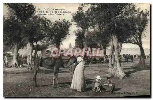 Cartes postales Oudjda Un Coin Du Marche Indigene A Travers Les Oliviers