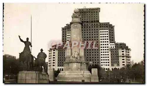 Cartes postales moderne Madrid Plaza De Espana Monumento A Cervantes Y Edificio Espana