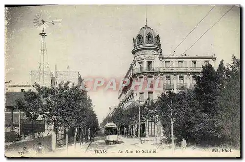 Ansichtskarte AK Tunis La Rue Es Sadihia Tramway