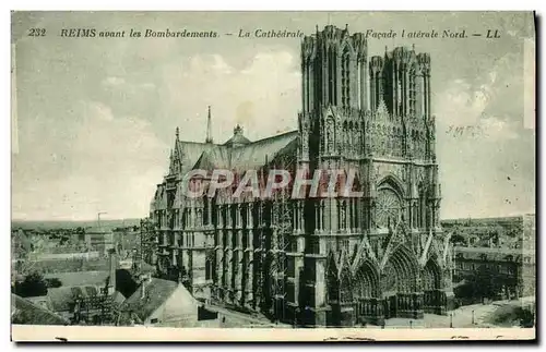 Cartes postales Reims Avant Les Bombardements La Cathedrale Facade Laterale