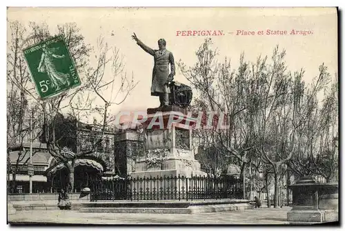 Cartes postales Perpignan Place Et Statue Arago