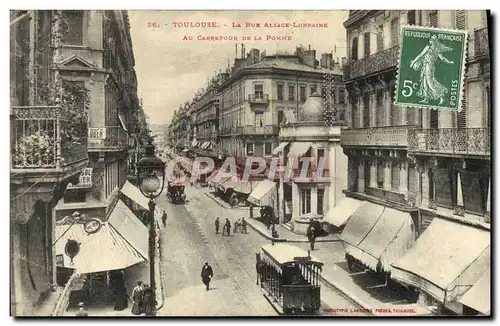 Cartes postales Toulouse la Rue Alsace Lorraine Au Carrefour De La Pomme Tramway