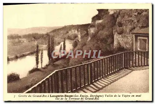 Ansichtskarte AK Grotte Du Grand Roc A Laugerie Basse Vallee De La Vezere En Aval Vue De La Terrasse Du Grand Roc