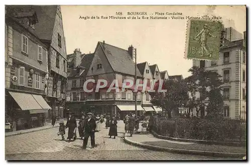 Cartes postales Bourges Place Gordaine Angle de la Rue Mirclieau et de la Rue Nationale