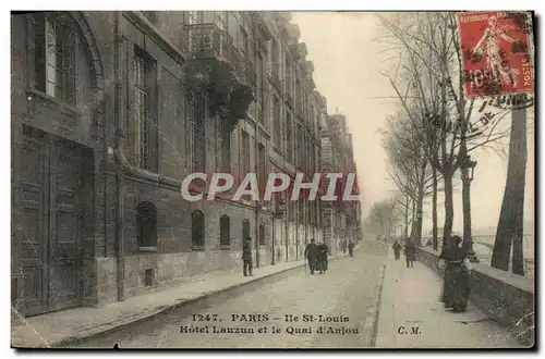 Cartes postales Paris Ile St Louis Hotel Lauzun et le Quai d&#39Anjou