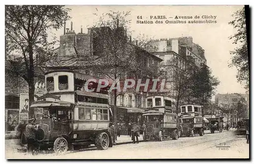 Cartes postales Paris Avenue de Clichy Station des Omnibus automobiles TOP