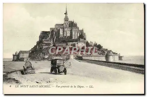 Cartes postales Le Mont Saint Michel Vue Generale de la Digue Automobile