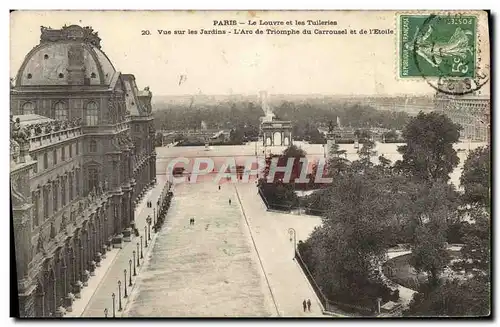 Ansichtskarte AK Paris Le Louvre et les Tuileries Vue sur les Jardins L&#39Arc de Triomphe duCarrousel et de