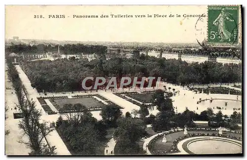 Cartes postales Paris Panorama des Tuileries vers la Place de la Concorde