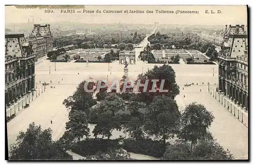 Cartes postales Paris Place du Carrousel et Jardins des Tuileries