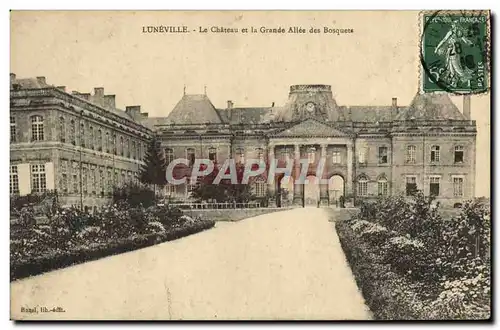 Cartes postales Luneville Le Chateau et la Grande Allee des Bosquets