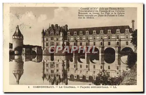 Cartes postales Chenonceaux Le Chateau Facade Occidentale