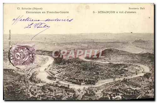 Cartes postales Excursion en Franche Comte Besancon a vol d&#39oiseau