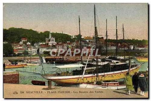 Ansichtskarte AK Deauville Plage Fleurie Les Bassins des yachts Bateau
