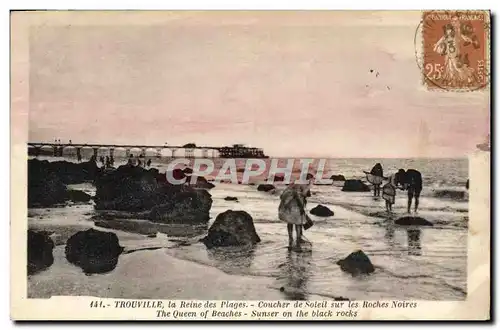 Ansichtskarte AK Trouville la Reine des Plages Coucher de Soleil Sur les Roches noires