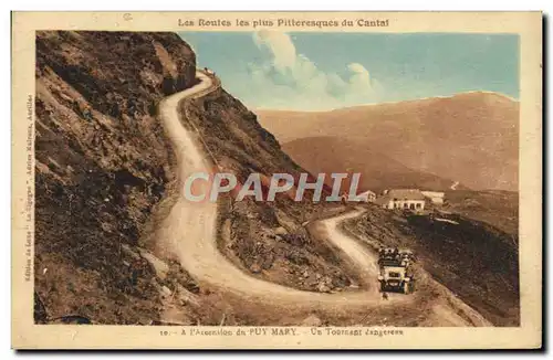 Ansichtskarte AK A l&#39ascension de Puy Mary Un Tournant dangereux Automobile