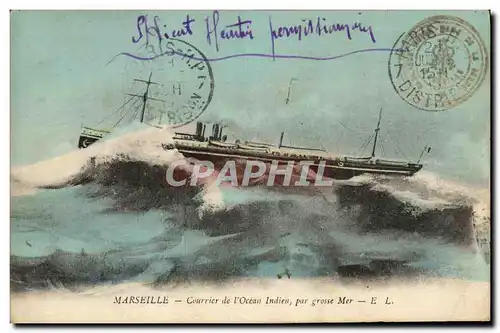 Cartes postales Marseille Courrier de l'Ocean Par Grosse Mer Bateau