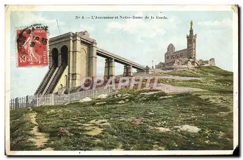Cartes postales Marseille L'Ascenseur et Notre Dame De La Garde