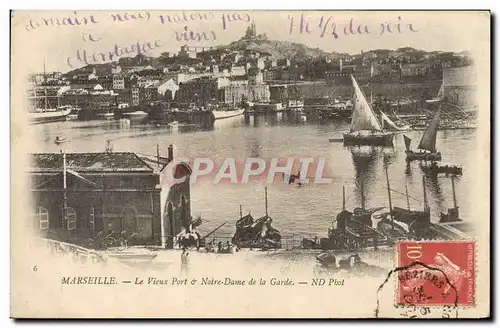 Cartes postales Marseille Le Vieux Port Notre Dame de la Garde Bateaux