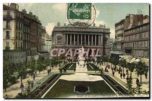 Ansichtskarte AK Marseille Square de la Bourse et monument de Pierre Puget