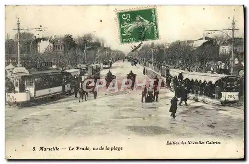 Ansichtskarte AK Marseille Le Prado Vu De La Plage Tramway