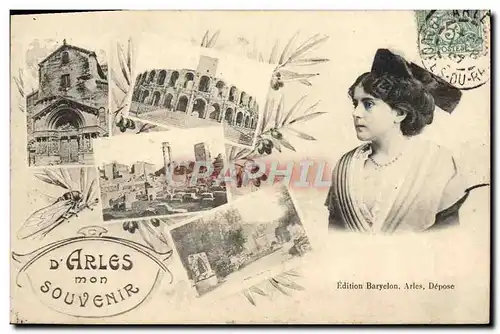 Cartes postales Arles Mon Souvenir Arenes Folklore Cigale