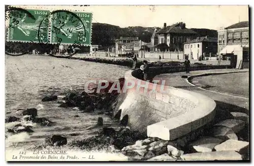 Cartes postales Marseille La Corniche La Promenade Des Bains Du Prado Peche Pecheur