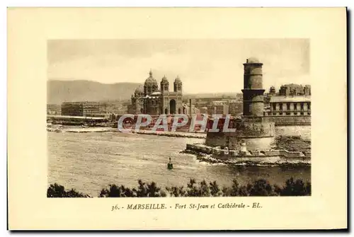 Cartes postales Marseille Fort St Jean Et Cathedrale