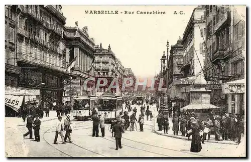 Ansichtskarte AK Marseille Rue Cannebiere Tramway