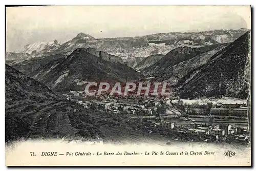 Cartes postales Digne Vue Generale La Barre Des Dourbes Le Pic De Couars Et Le Cheval Blanc