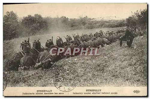 Ansichtskarte AK Etrepilly Infanterie Abrite Derriere Les Sacs Militaria