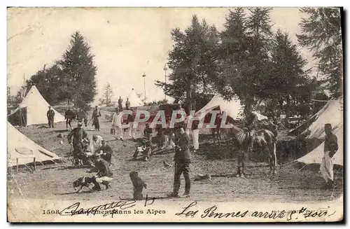 Cartes postales Campement dans les Alpes Militaria