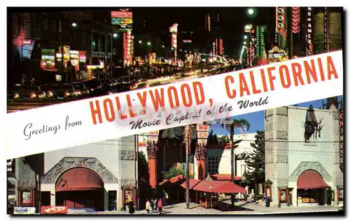 Moderne Karte Greetings From Hollywood California Cinema