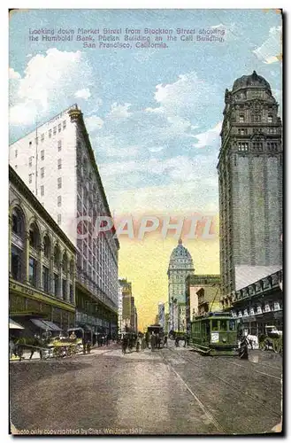 Cartes postales Looking Down Market Street From Stockton Street Showing The Humboldi Bank Phelan San Francisco C