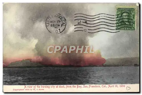 Cartes postales A View Of the Burning City At Dusk From The Bay San Francisco Cal April 18 1906