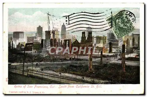 Cartes postales Ruins Of San Francisco Cal South From California St Hill