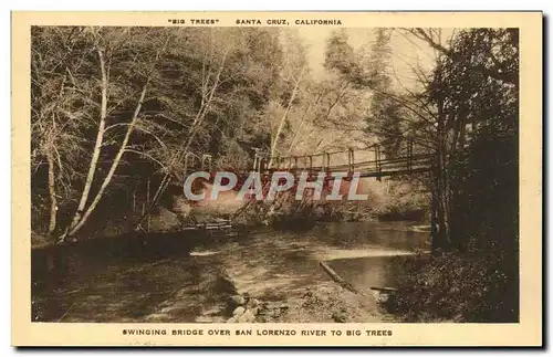 Cartes postales Santa Cruz California Swinging Bridge Over San Lorenzo river To Big Trees