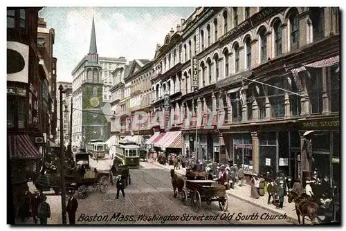 Cartes postales Boston Mass Washington Street And Old South Church