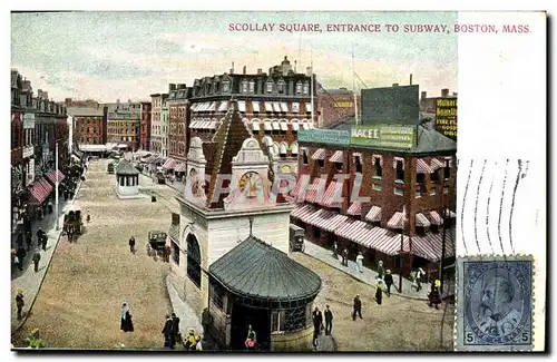 Cartes postales Scollay Square Entrance To Subway Boston Mass Metro