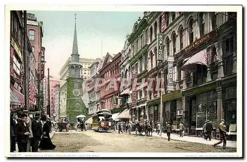 Ansichtskarte AK Washington Street Looking North Boston Mass Tramway