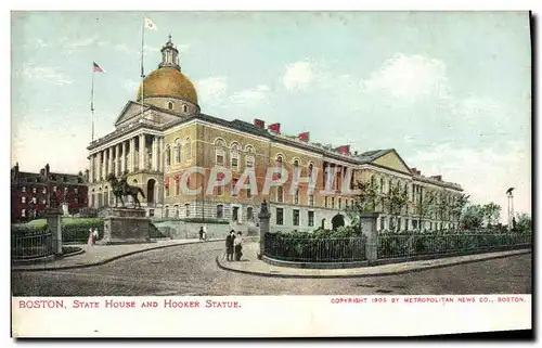 Ansichtskarte AK Boston State House And Hooker Statue