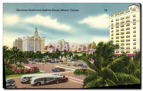Cartes postales Biscayne Boulevard Looking South Miami Florida