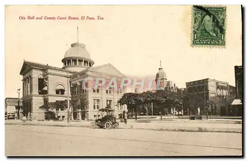 Cartes postales City Hall And County Court House El Paso Tex Automobile