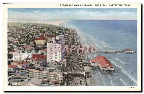 Cartes postales Aeroplane View Of Seawall And Beach Galveston Texas