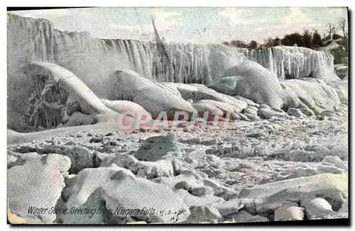 Ansichtskarte AK Niagara Falls Winter Scene Greeting from Niagara Falls